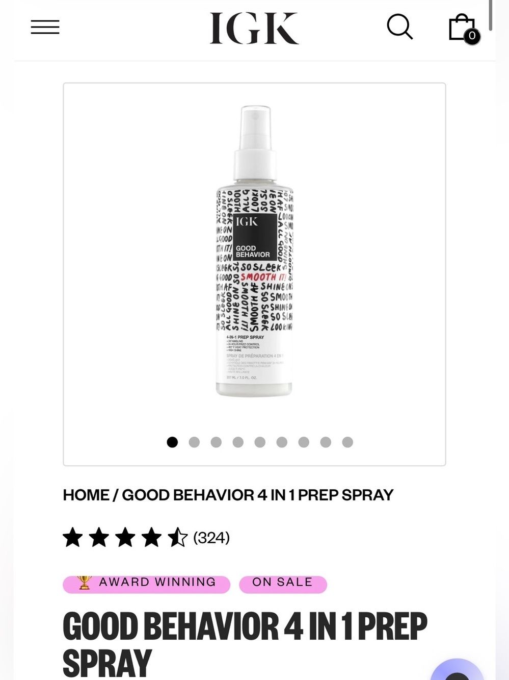 NWT igk GOOD BEHAVIOR 4 IN 1 PREP SPRAY